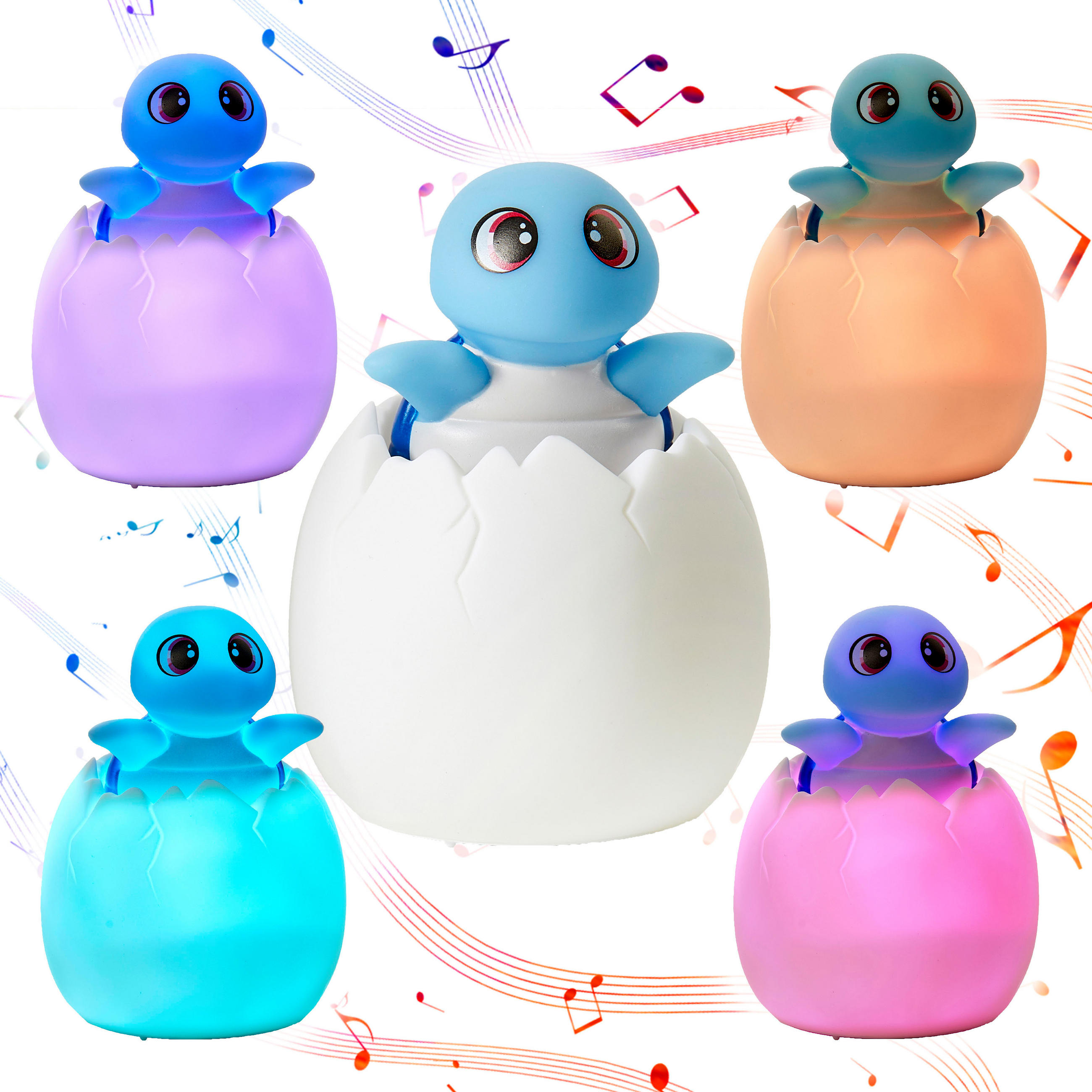 LED-AKKU-NACHTLICHT - mit Schlummermelodien, Fernbedienung und Farbwechsel für Kinder, Schildkröte - Blau, Kunststoff (8.5/8.5/13cm) - Northpoint