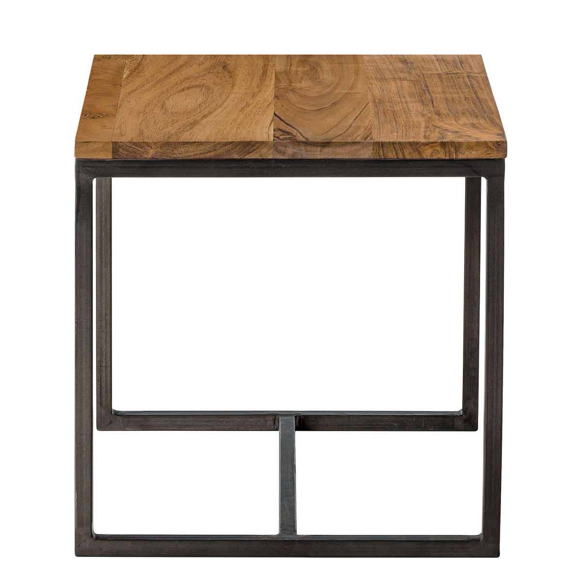 BEISTELLTISCH - Akazie massiv / Eisen - Akaziefarben, Holz (35/35/35cm) - home24