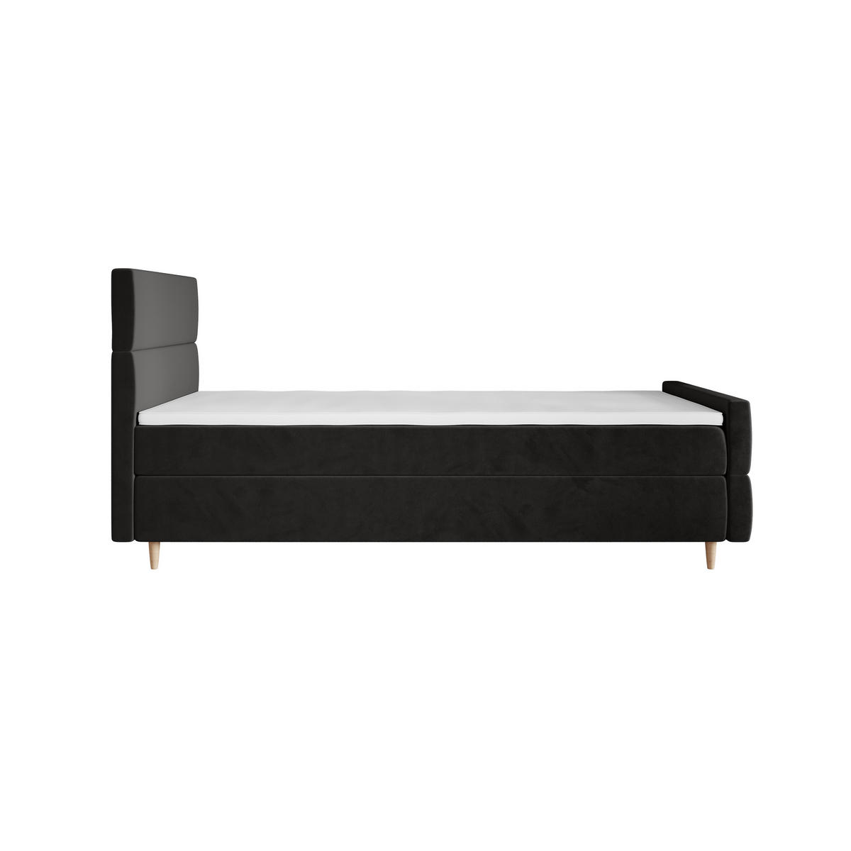 BOXBETT FLO PLUS 100x200 Itaka 27, mit Matratze H3, Bonell und Topper, Grau - Dunkelgrau, Holz/Textil (100/200cm) - Bedante