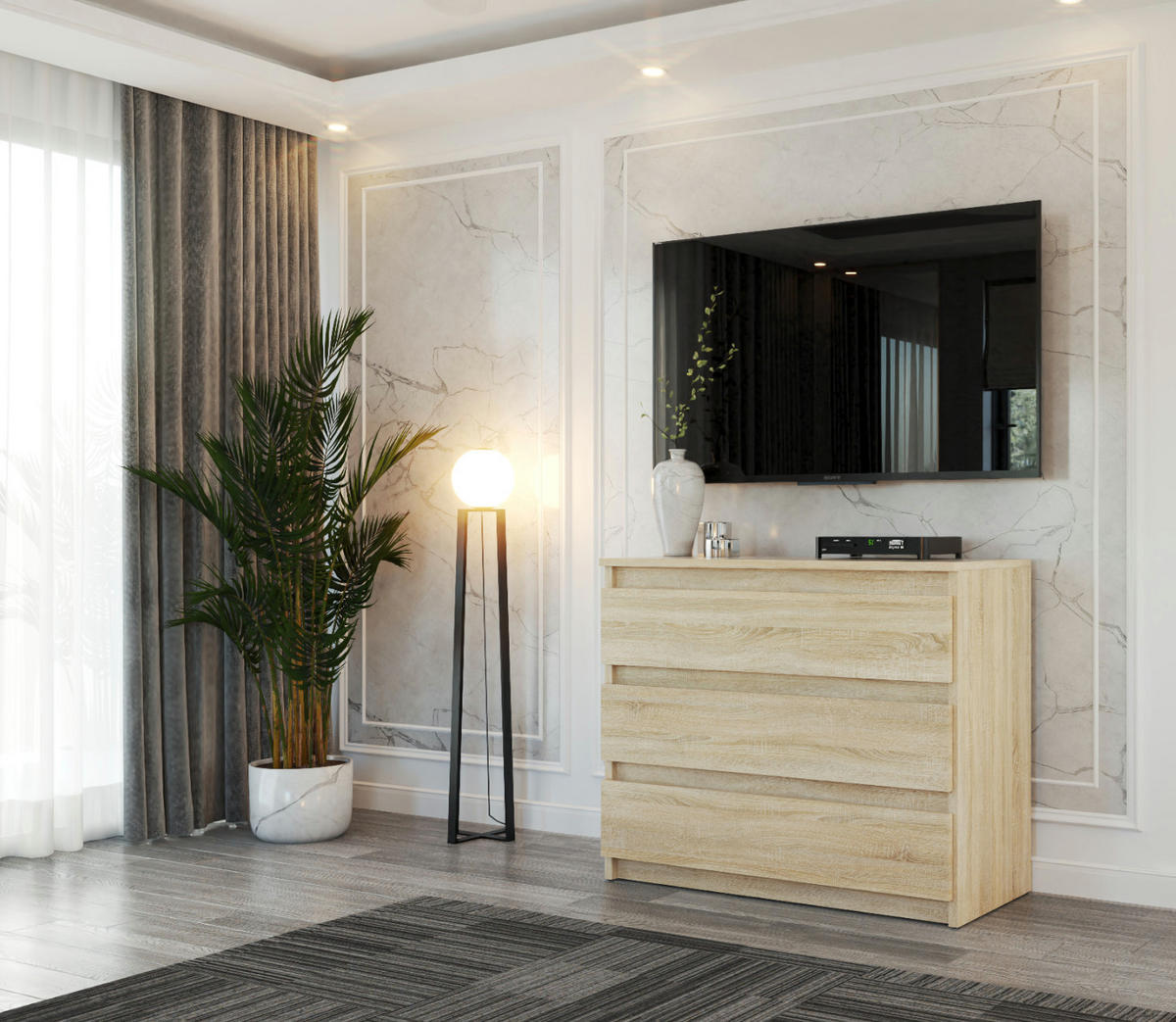 KOMMODE mit Schubladen – Sonoma Eiche - Sonoma Eiche, Holz (80/71.5/33.5cm) - Stiv Meble