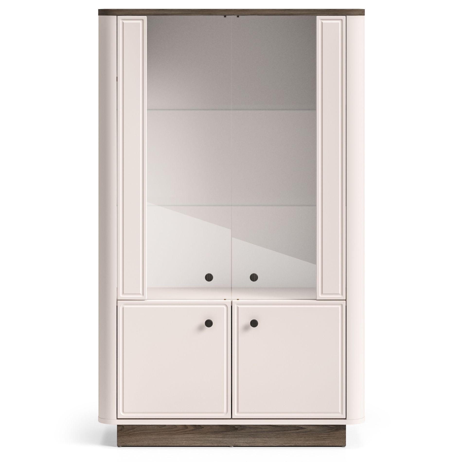 VITRINE Vilavio 4-türig Kaschmirgrau/Eichenoptik 92 cm - Taupe/Dunkelbraun, Holzwerkstoff (91.6/141.5/40cm) - Selsey