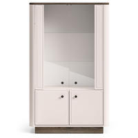 VITRINE Vilavio 4-türig Kaschmirgrau/Eichenoptik 92 cm - Taupe/Dunkelbraun, Holzwerkstoff (91.6/141.5/40cm) - Selsey