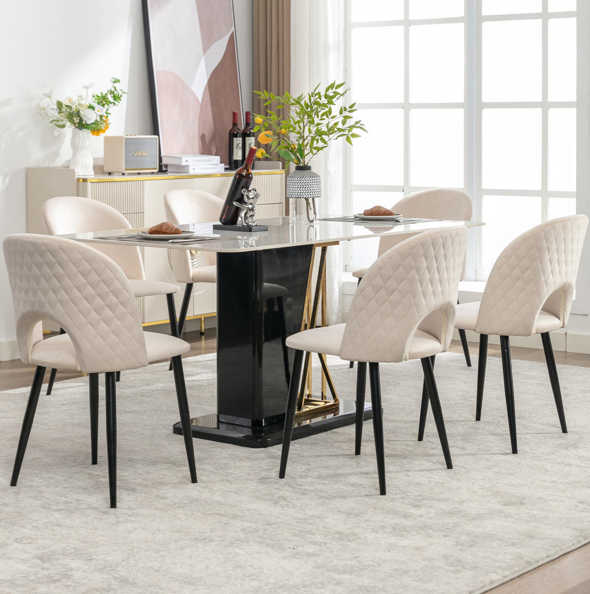 POLSTERSTUHL mit Rückenlehne Samt Beige - Beige, Metall (44/84/47.1cm) - Meubliv