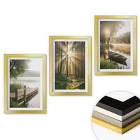WANDBILDER 3er Set - 20x30 cm Goldrahmen - See, Wald, Boot, Morgennebel - Goldfarben, Kunststoff (20/30cm) - ArtPrintCave