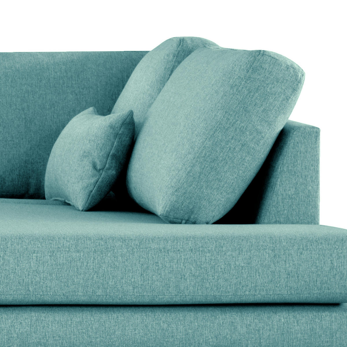 ECKSOFA mit Ottomane - Eichefarben/Petrol, Eichenholz/Textil (287/219cm) - home24