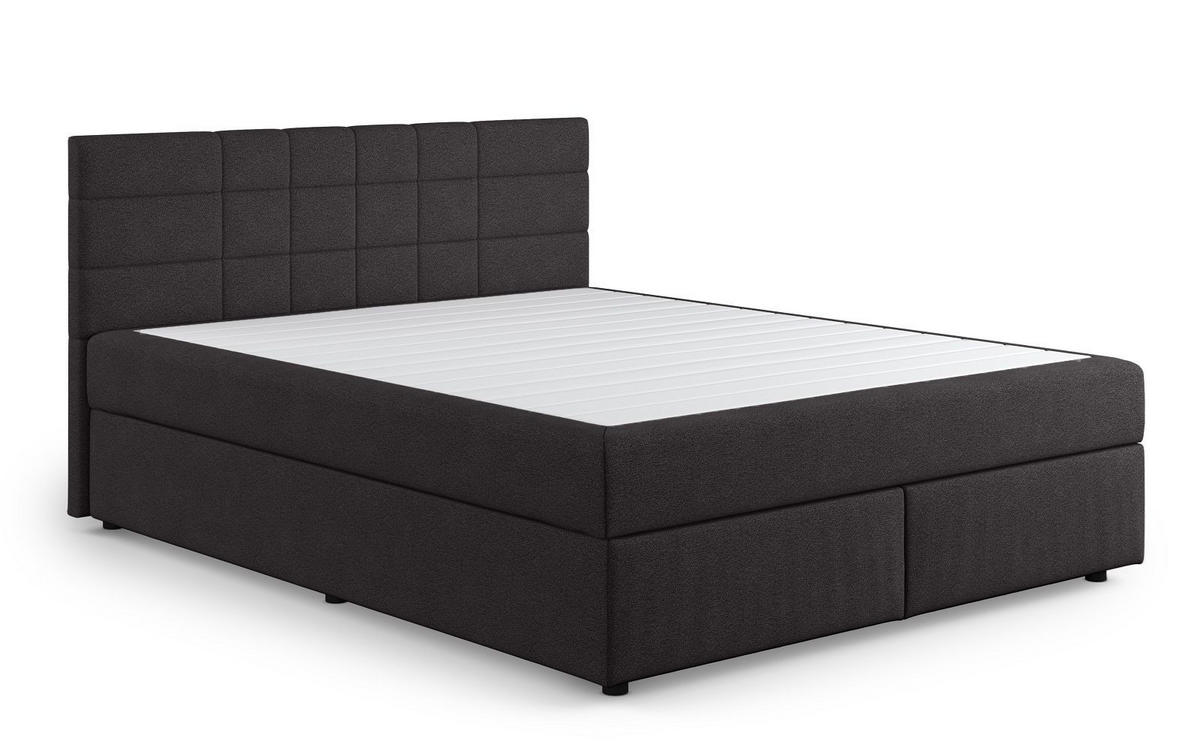 BOXBETT 140/160/180x200 – inkl. Topper, 7‑Zonen Taschenfederkern-Matratze, New York-Stoff - Anthrazit/Schwarz, Holz/Kunststoff (140/200cm) - Cotta