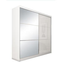 SCHWEBETÜRENSCHRANK Viva 200/216/61 weiß mit Spiegel und Schubladeneinsätze - Weiß, Holzwerkstoff (200/216/61cm) - Beautysofa