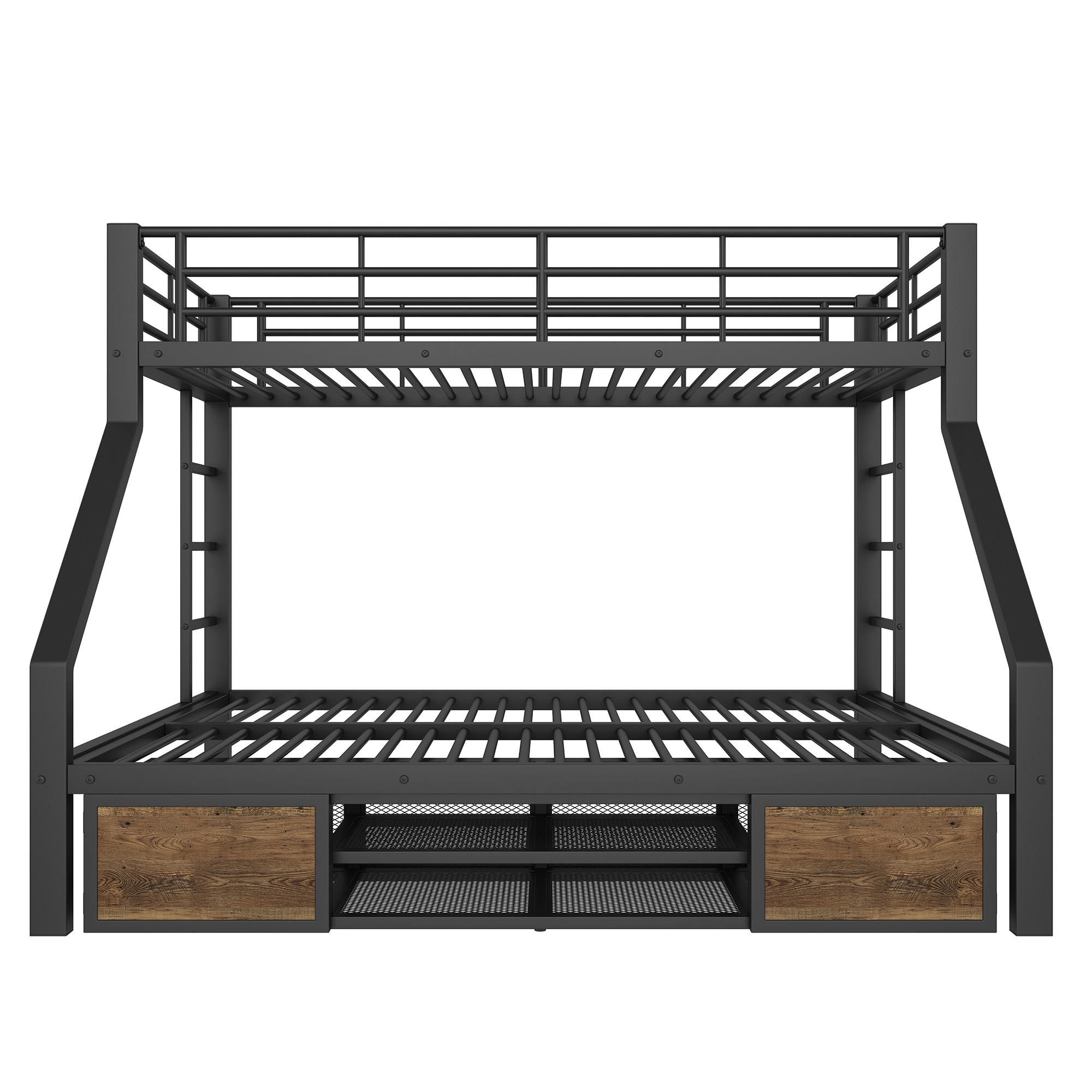 KINDERBETT Schwarz Liegefläche 90/200 cm und 140/200 cm, Etagenbett, Mit Schuhschrank und Staufächern - Schwarz, Metall (90/200cm) - PANGIVO