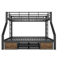 KINDERBETT Schwarz Liegefläche 90/200 cm und 140/200 cm, Etagenbett, Mit Schuhschrank und Staufächern - Schwarz, Metall (90/200cm) - PANGIVO