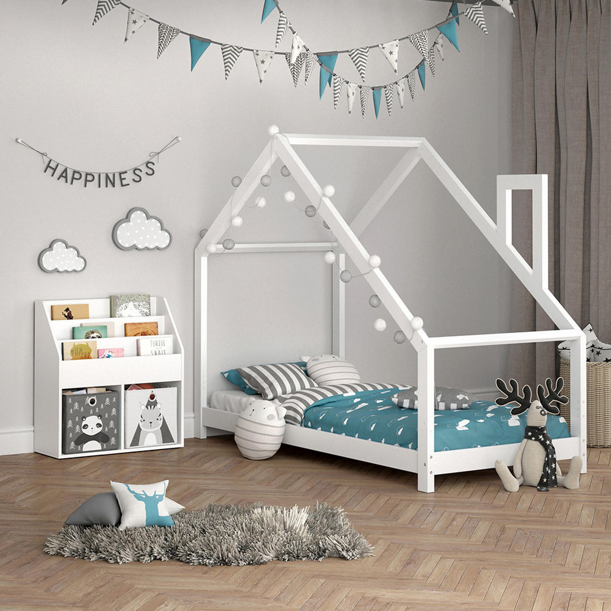 KINDERREGAL Luigi Weiß 72 x 79 cm mit 2 Faltboxen opt.5 - Weiß, Holzwerkstoff (72/79/30.7cm) - Vicco