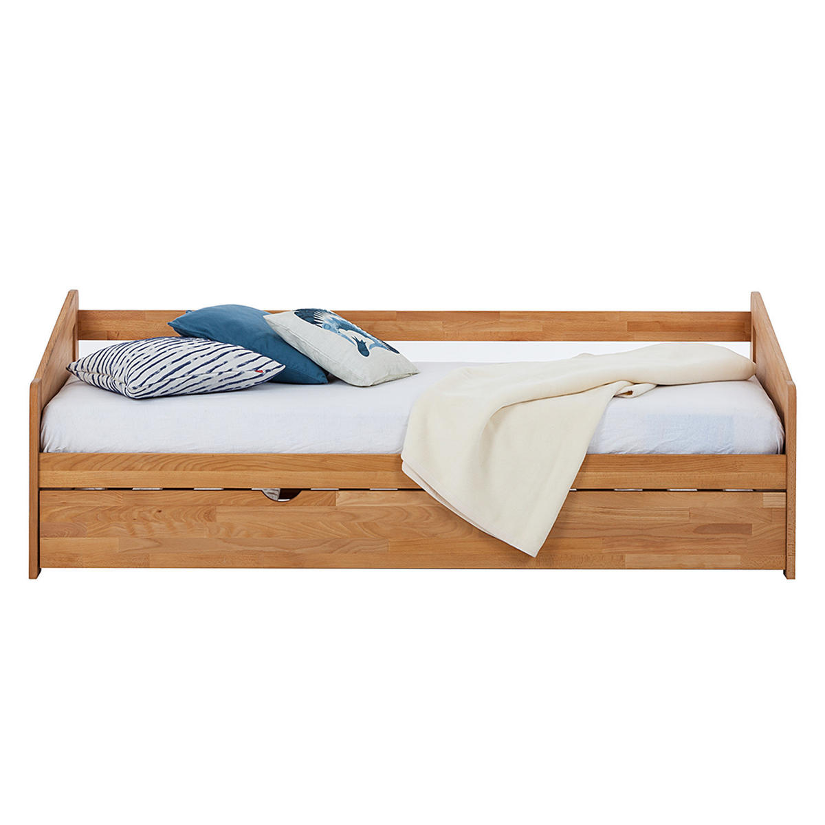 MASSIVHOLZ-FUNKTIONSBETT mit zusätzlicher Liegefläche - Kernbuche massiv - Kernbuche, Holz (90/200cm) - home24