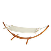 HÄNGEMATTE MIT GESTELL Braun, Cremeweiß - Braun/Weiß, Holz (320/114/98cm) - MCW