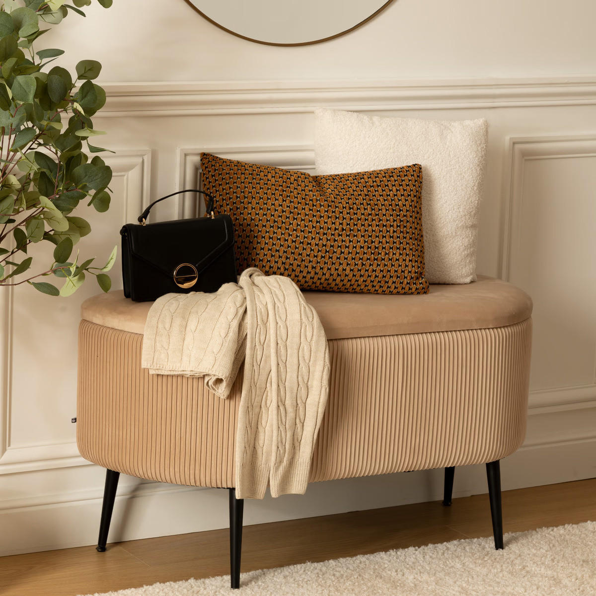 SITZBANK für den Flur mit Stauraum Solaro 100/40/53 cm - Beige, Holzwerkstoff (40/53/100cm) - Atmosphera Createur d´interieur