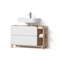 VANITY ENOTA ZA UMIVALNIK Marano, Sonoma/Bela, 100 x 65 cm z 2 predaloma - bela/hrast sonoma, leseni material (100/65/35cm) - Livinity®