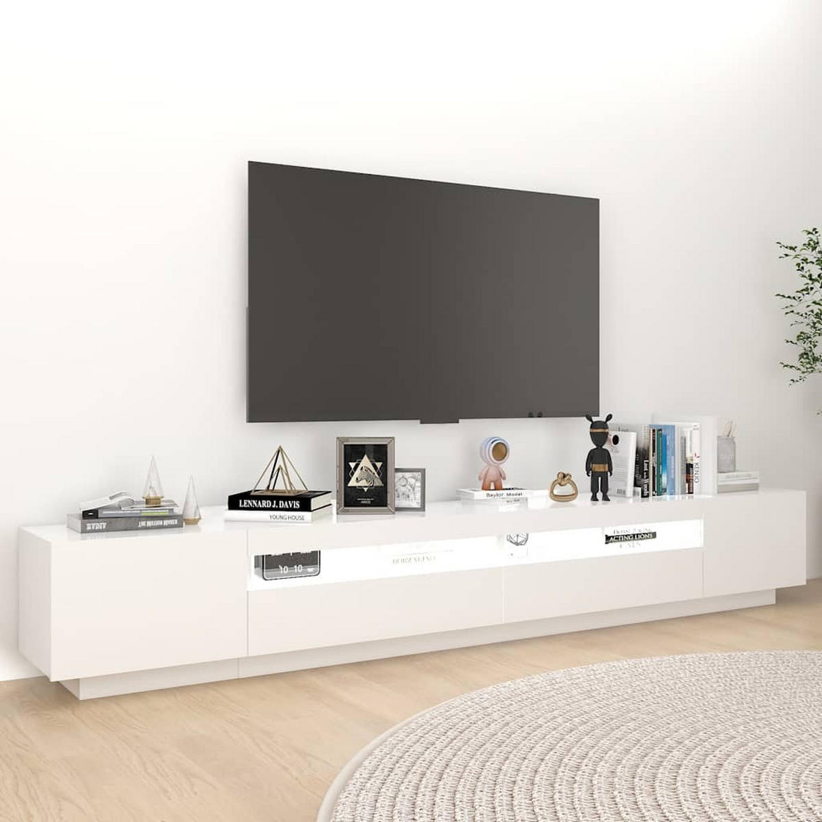 TV-SCHRANK Mit Led-Leuchten Weiss 260/35/40Cm - Weiß, Holzwerkstoff (35/40/260cm) - vidaXL