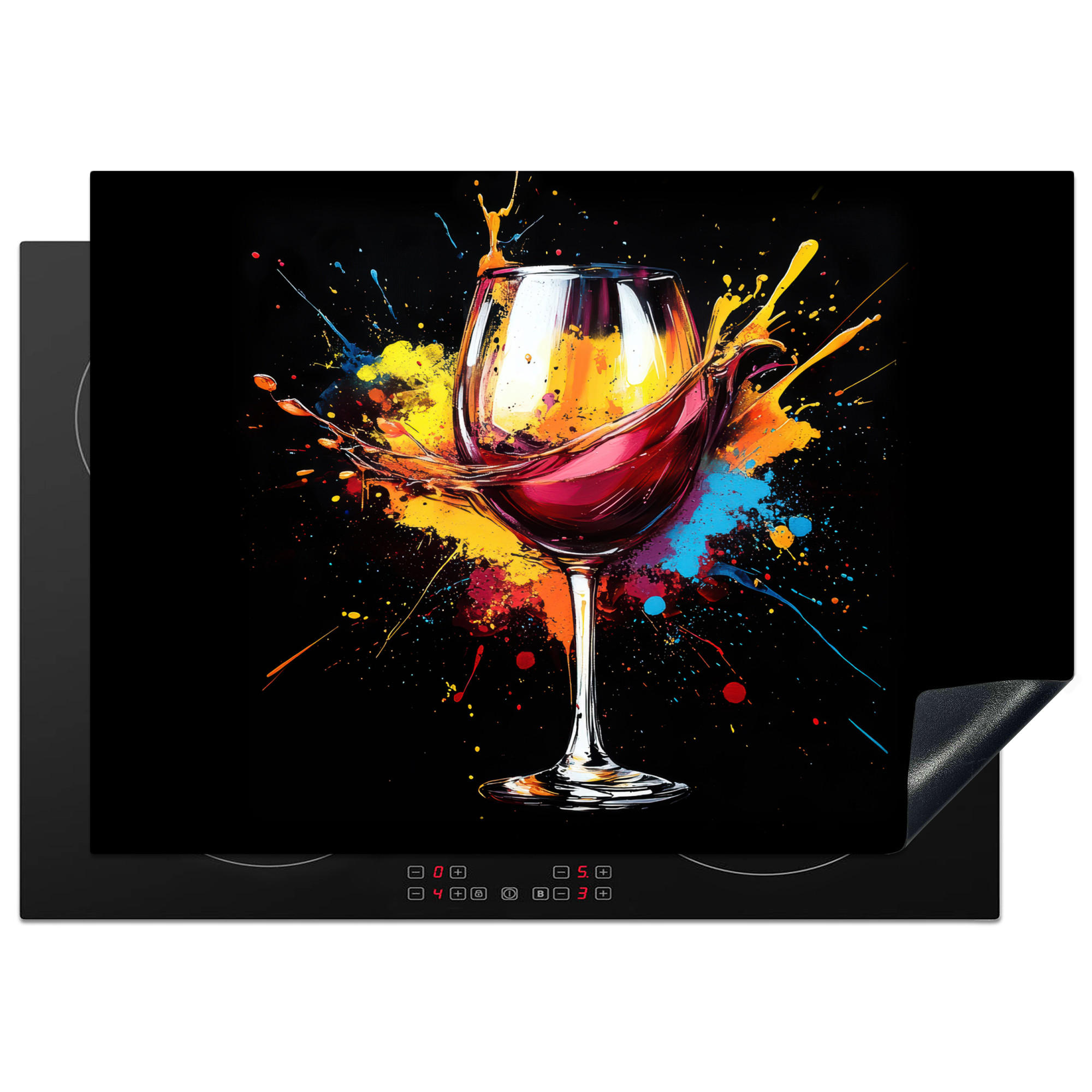 HERDABDECKPLATTE Wein - Glas - Graffiti - Getränk - Rot - Farbe 75x52 cm - Weinrot, Kunststoff (75/0.2/52cm) - MuchoWow