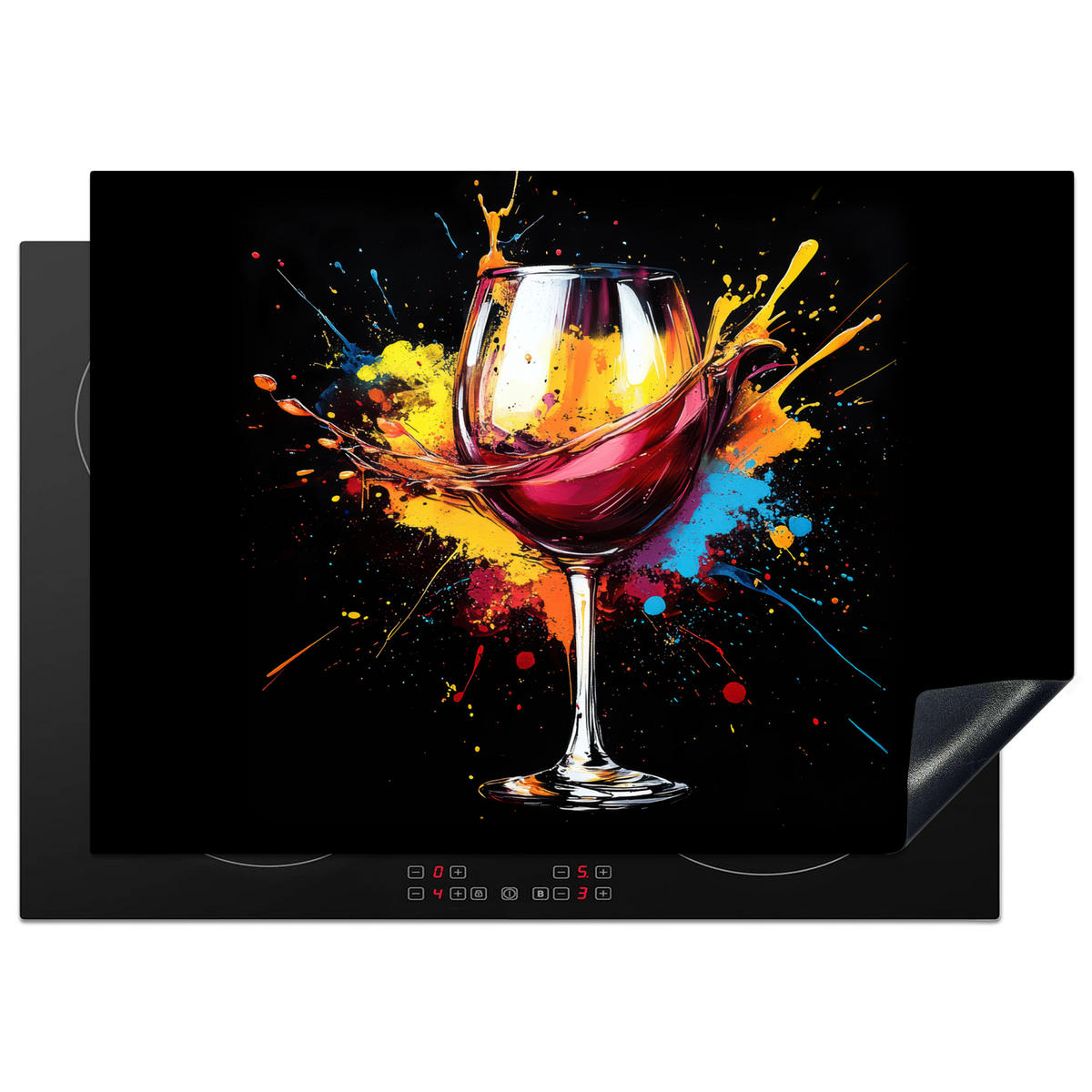 HERDABDECKPLATTE Wein - Glas - Graffiti - Getränk - Rot - Farbe 75x52 cm - Weinrot, Kunststoff (75/0.2/52cm) - MuchoWow