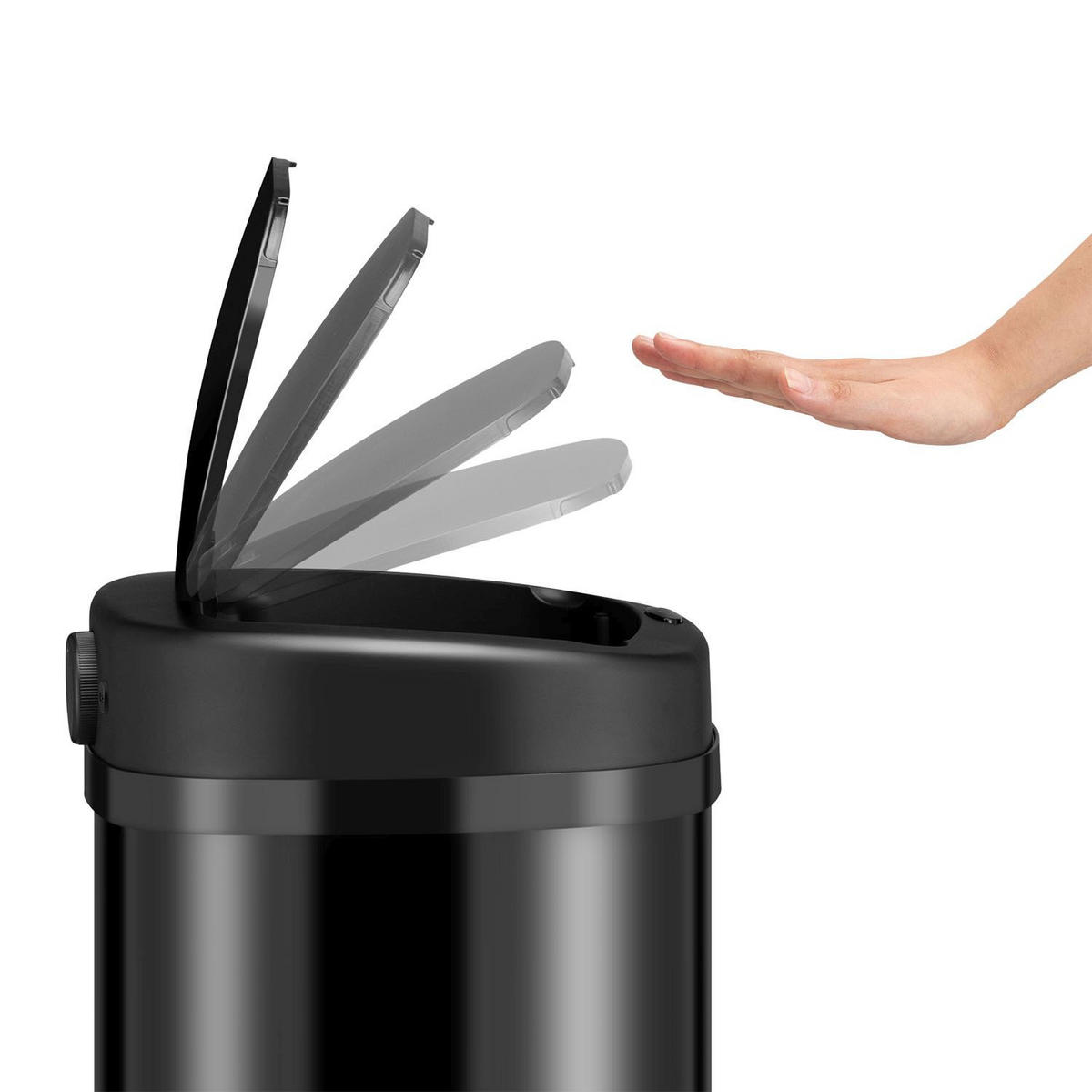 MÜLLEIMER viereckig 70L schwarz mit Sensor - Schwarz, Metall (40/73/29cm) - Juskys