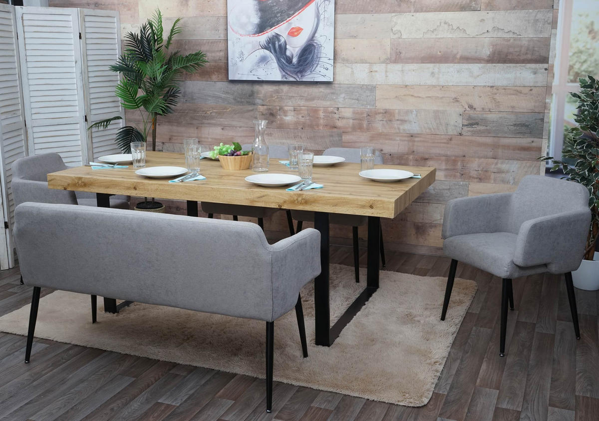 ESSZIMMER-SET Grau 5er-Set - Grau, Textil (133/77/56cm) - MCW