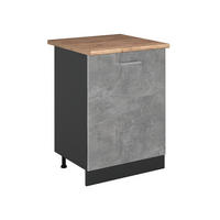 SPODNÍ SKŘÍŇKA KUCHYŇSKÉ LINKY R-Line, Beton/Antracit, 60 cm s 1 dveřmi pracovná doska Dub Goldkraft - šedá/antracitová, kompozitní dřevo (60/81.6/60cm) - Vicco