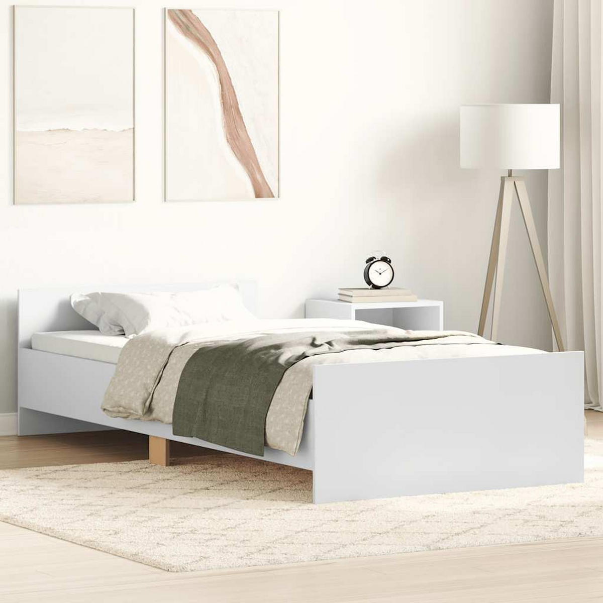 BETTGESTELL Weiss 90/200 Cm Holzwerkstoff - Weiß, Textil (90/200cm) - vidaXL