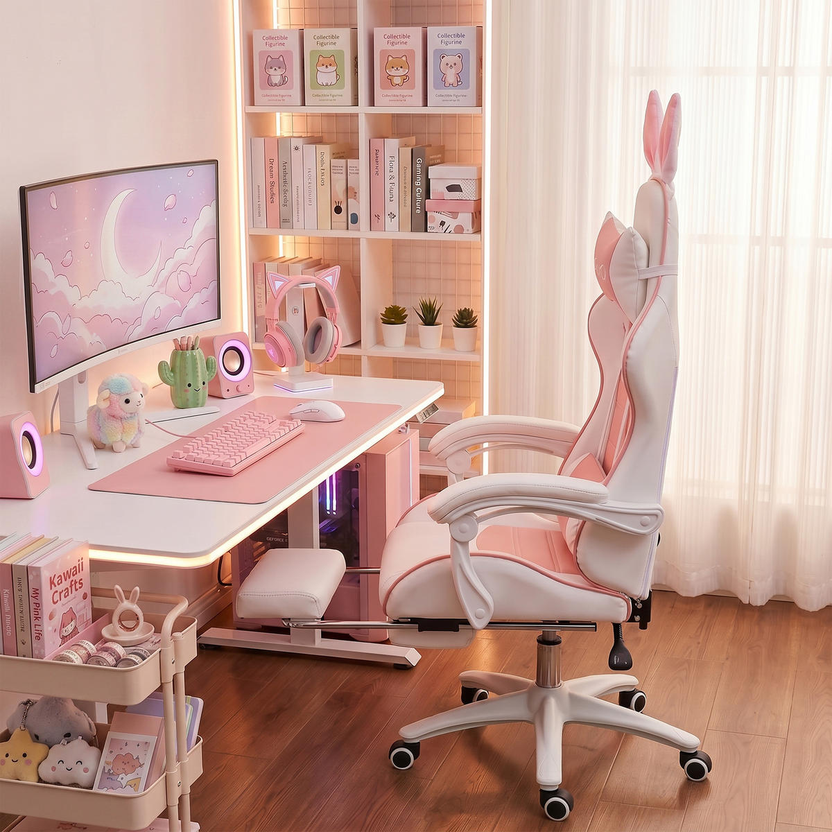 GAMING-SESSEL Rosa Kunstleder, Schaumstoff 65xx63x142 xm - Rosa, Kunststoff (63/142/65cm) - DESIGN IN