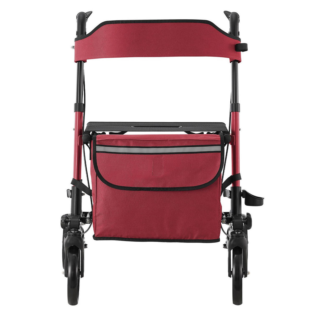 ROLLATOR Vital rot klappbar mit Sitzfläche & Einkaufstasche - Rot, Metall (63/80/68cm) - Juskys