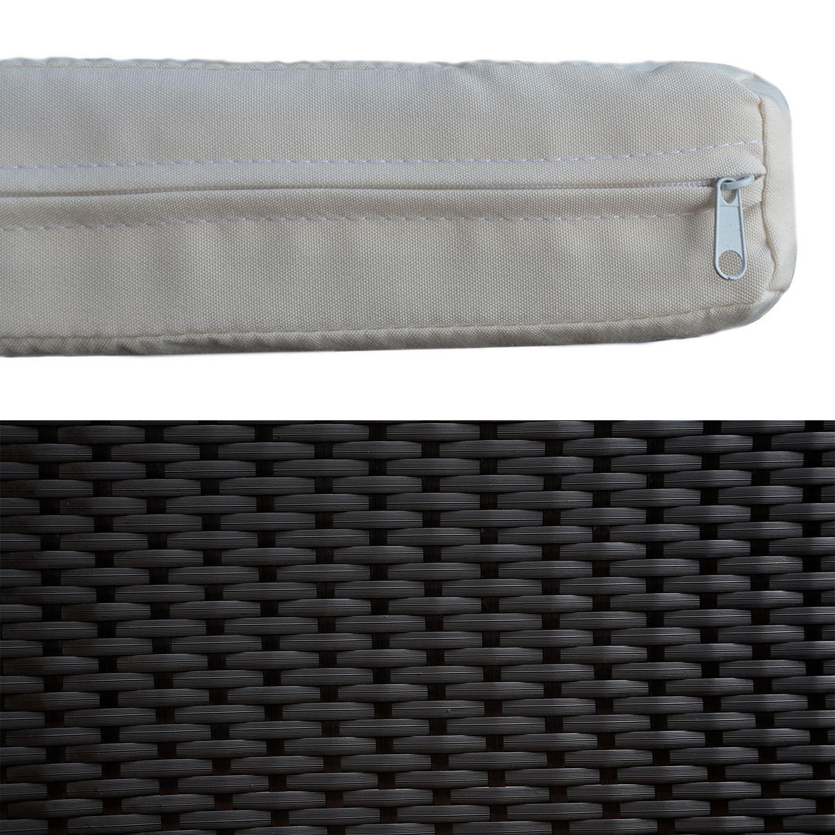 GARTENMÖBEL Corfou Schwarz und Beige 4 Plätze - Beige/Schwarz, Metall - Happy Garden