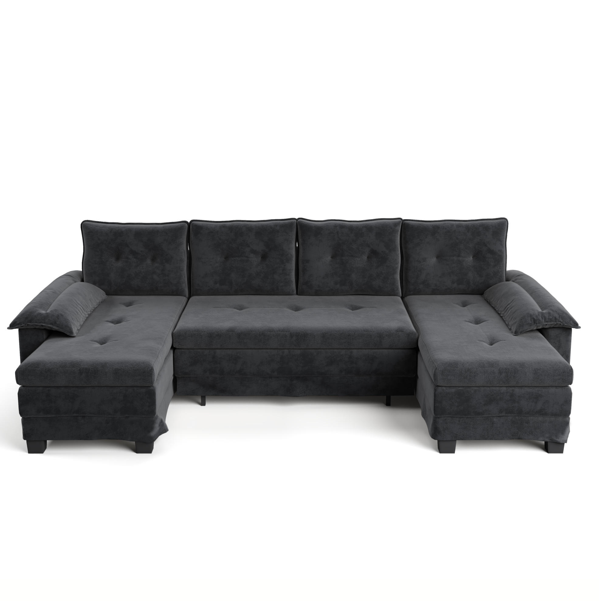 SCHLAFSOFA aus Chenille 278x127x87 cm Grau mit USB-Anschluss, abnehmbaren Armlehnen und Ausziehfunktion - Grau, Textil (278/87/127cm) - Modfu