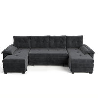 SCHLAFSOFA aus Chenille 278x127x87 cm Grau mit USB-Anschluss, abnehmbaren Armlehnen und Ausziehfunktion - Grau, Textil (278/87/127cm) - Modfu