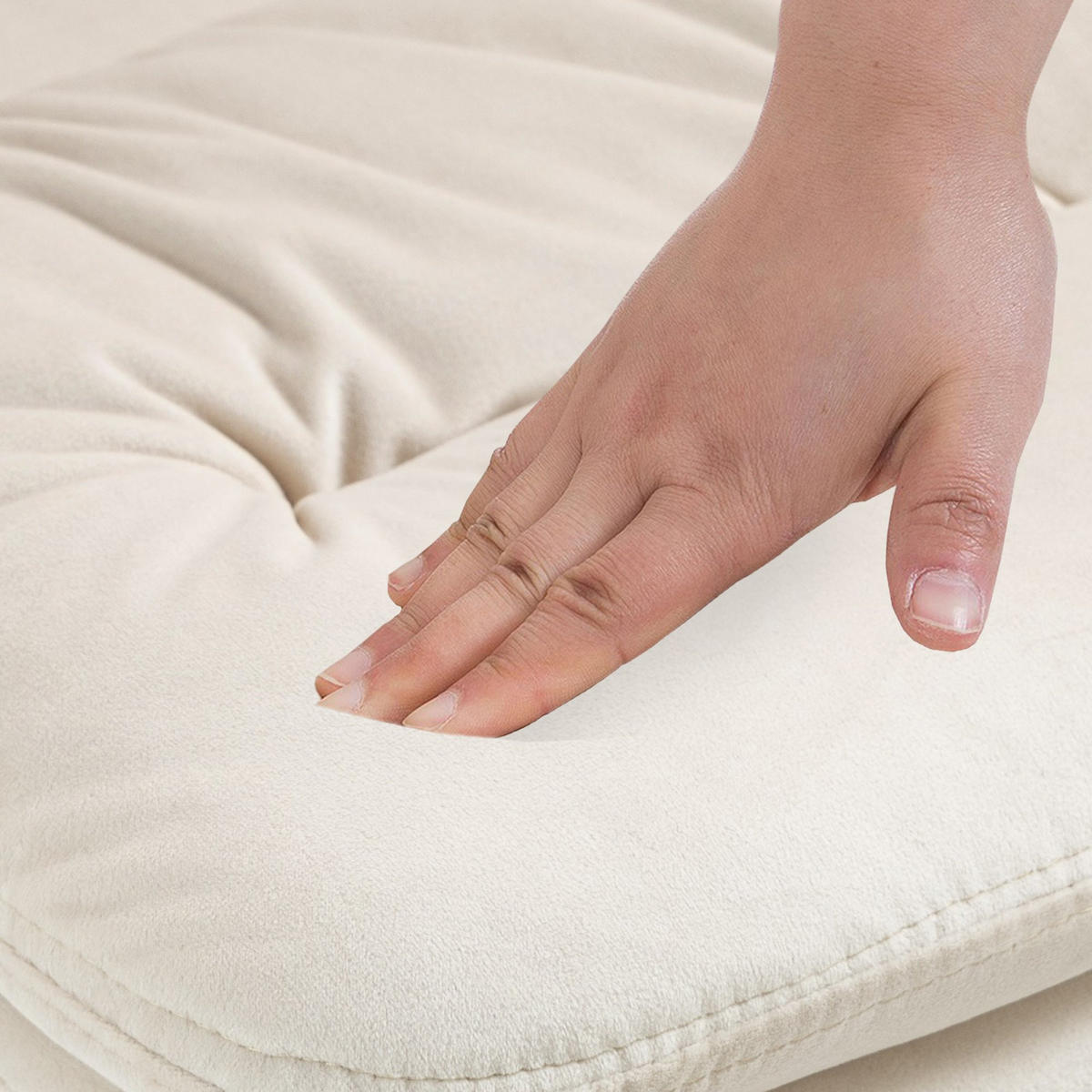BARHOCKER Samt creme - Creme/Weiß, Textil/Metall (42/94/56cm) - CLP