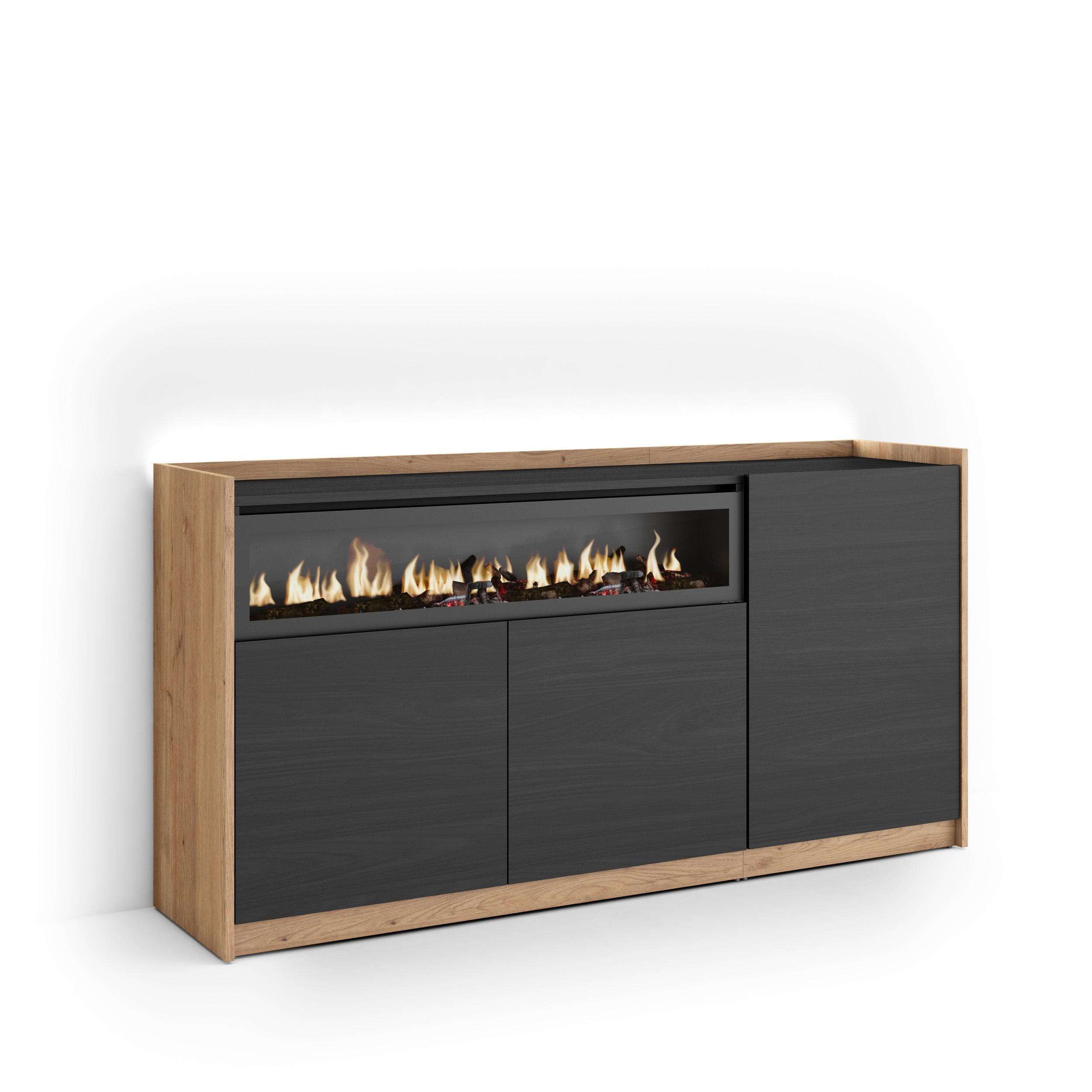 Skraut Home Sideboard, Schwarz 156x80x37 cm