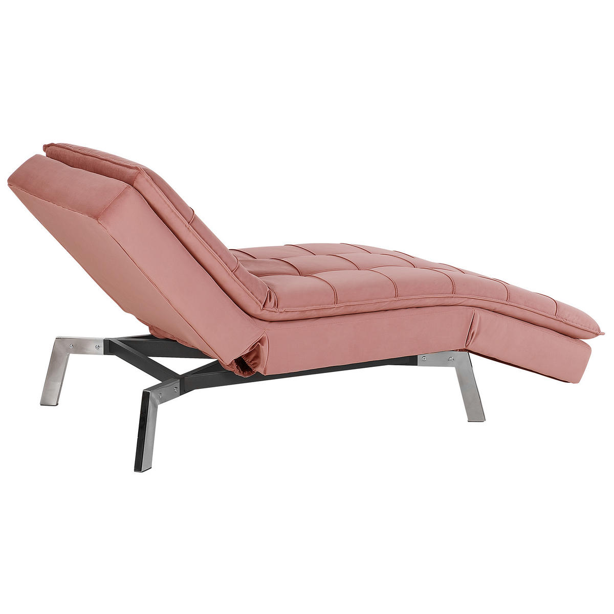 RELAXLIEGE Samtstoff rosa verstellbar Loiret - Pink/Silberfarben, Textil (179/93/76cm) - Beliani