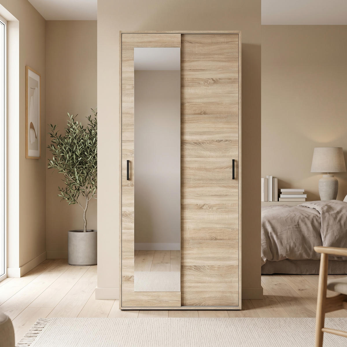 GARDEROBENSCHRANK BENVENO 90/21040 Modern Garderobenschrank Sonoma Eiche - Sonoma Eiche, Holzwerkstoff (90/210/40cm) - MASSENO