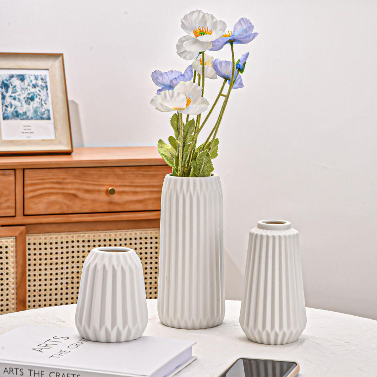 VASE 20 cm Keramik - Weiß, Keramik (20cm) - LIBRATON