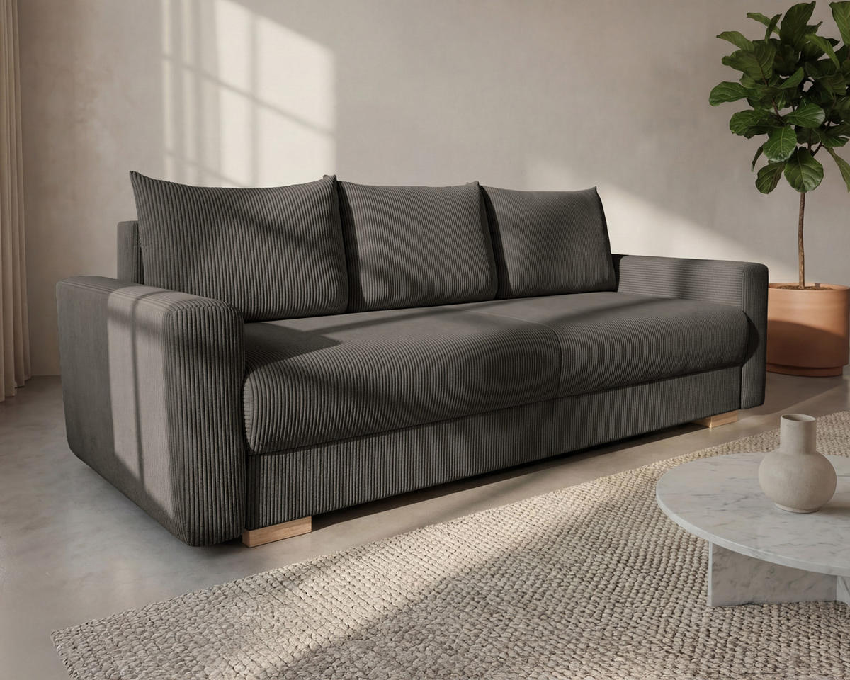 3-SITZER-SCHLAFSOFA ELMA mit Bettfunktion, dunkelbraun - Dunkelbraun, Holz (92.5/79/230cm) - Homesy