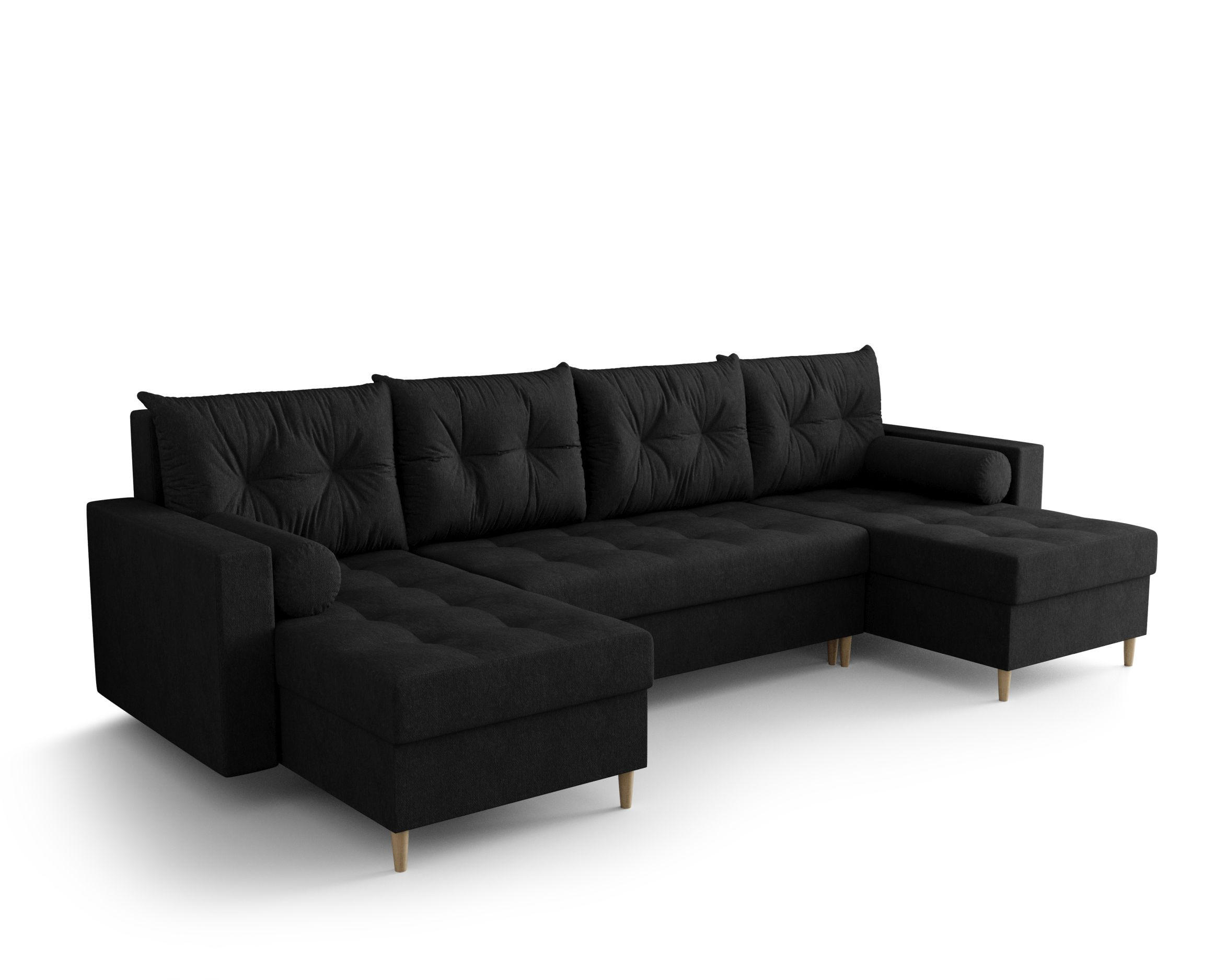 ECKSOFA SKANDI U Cosmic 100 mit Schlaffunktion - Schwarz, Textil (300/88/145cm) - Bedante