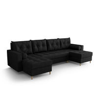 ECKSOFA SKANDI U Cosmic 100 mit Schlaffunktion - Schwarz, Textil (300/88/145cm) - Bedante
