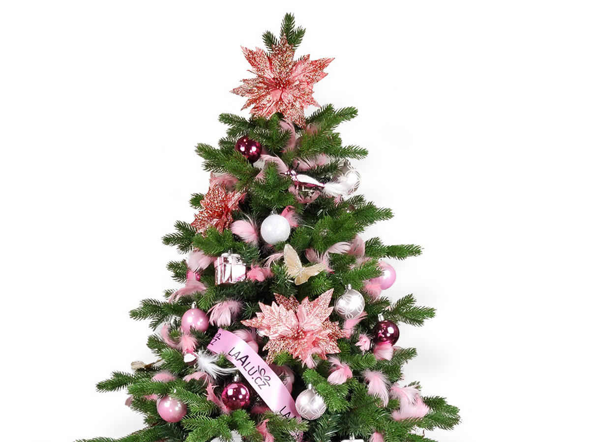 WEIHNACHTSBAUMSCHMUCK-SET PRINZESSIN ANNA, 135-teilig, für Weihnachtsbäume 240–270 cm, inkl. Aufbewahrungsbox - Pink/Silberfarben, Kunststoff/Textil (55/50/75cm) - LAALU