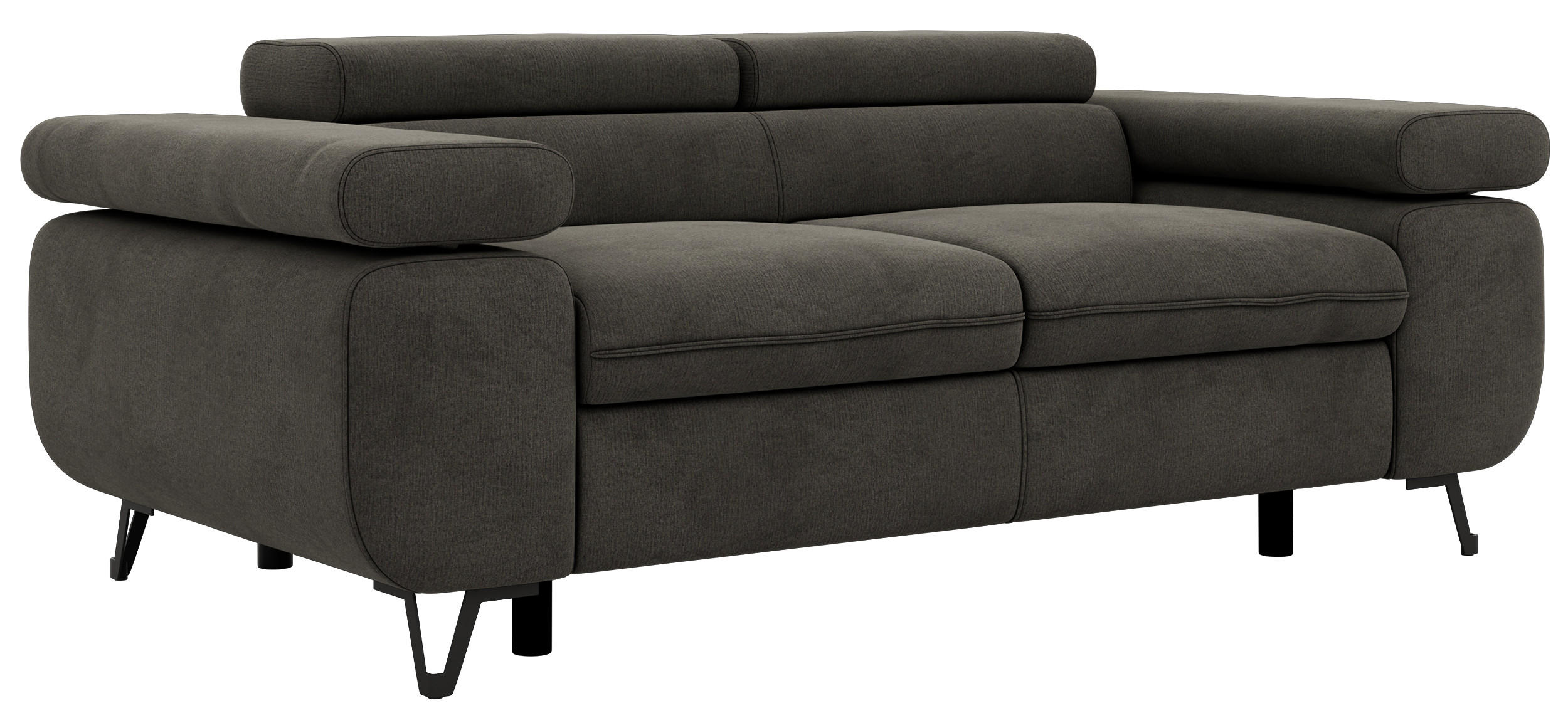 DVOUMÍSTNÁ POHOVKA PETER 2 - Tmavě šedá Samet - černá/tmavě šedá, kov/textil (200/76/99cm) - MKS