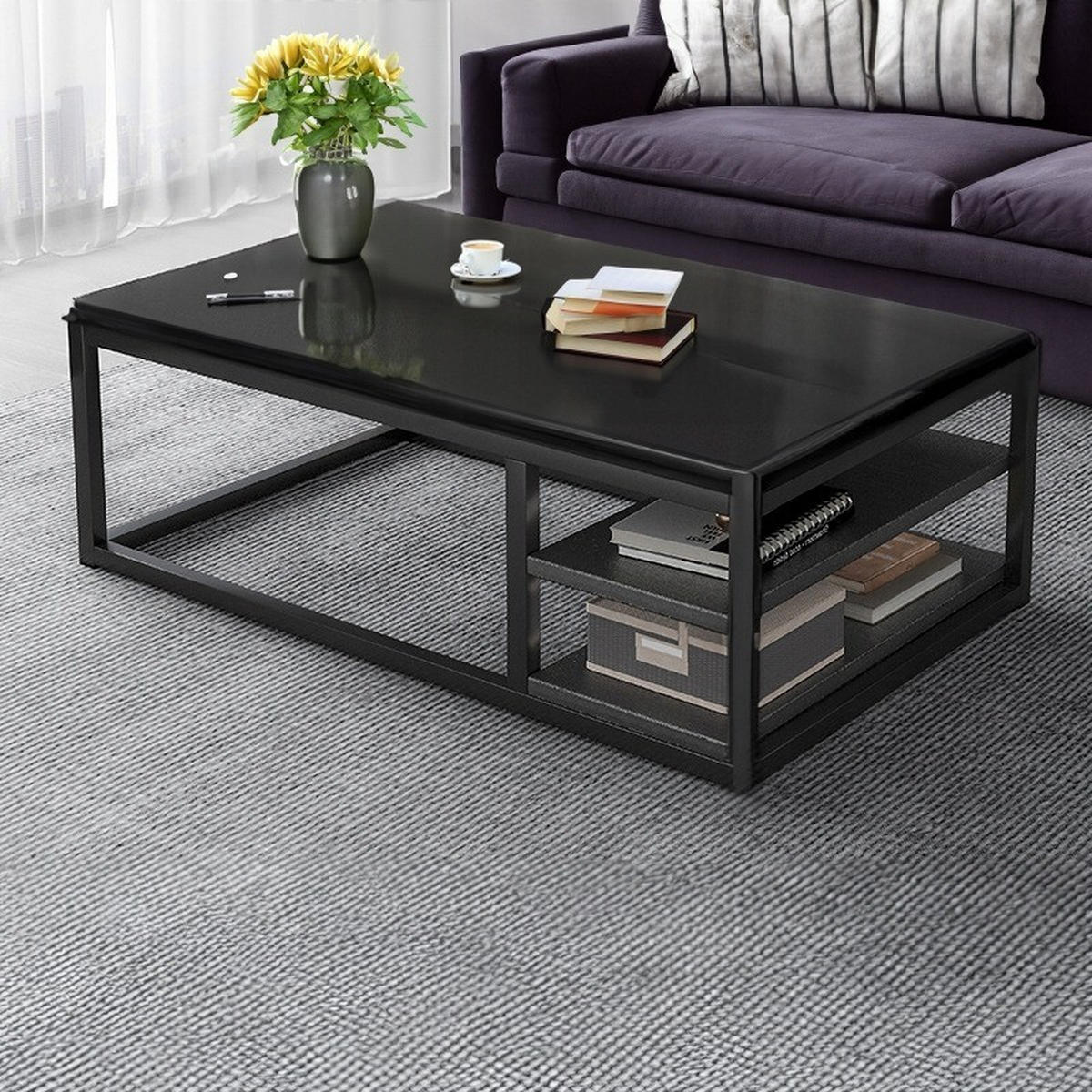 COUCHTISCH, schwarz 120/60/40cm - Schwarz, Holzwerkstoff (60/120/46cm)