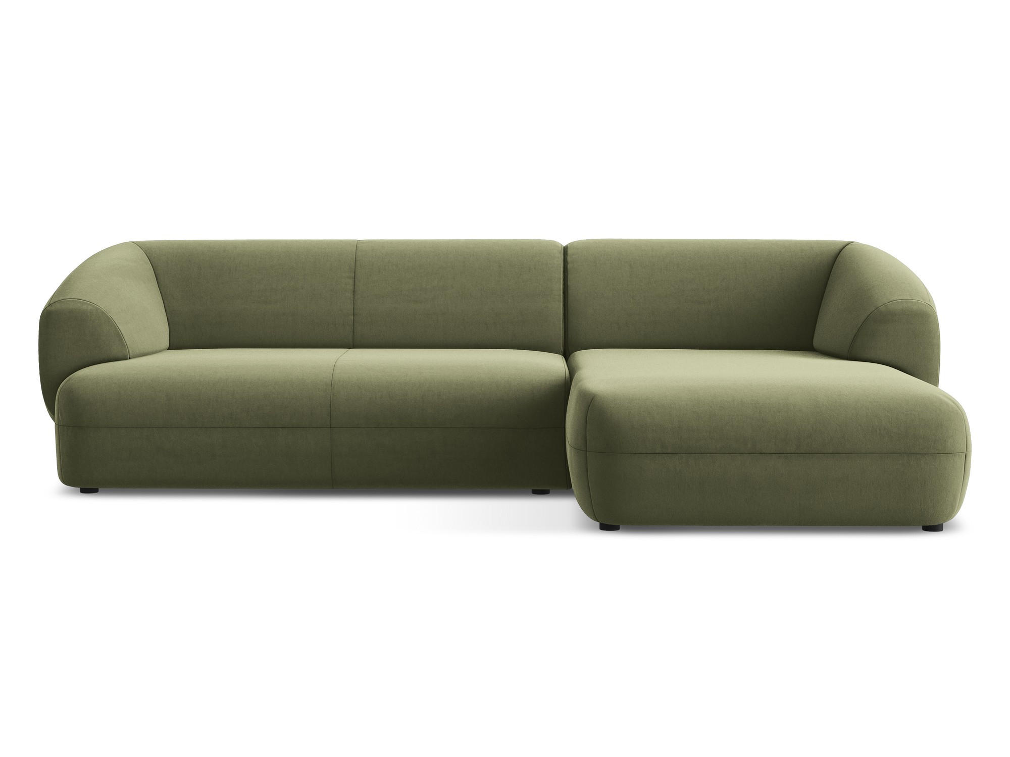 ECKSOFA Rechts Samt Stoff Grün - Schwarz/Olivgrün, Kunststoff/Textil (280/156cm) - Makamii