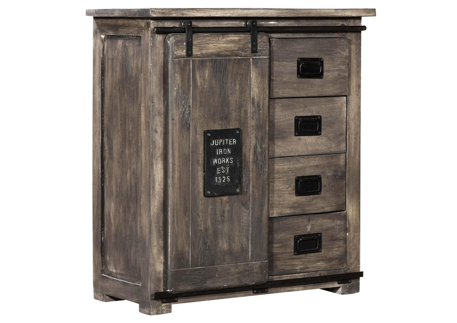 KOMMODE Mango 90x45x100 grau lackiert RAILWAY #203 - Grau, Holz (90/100/45cm) - Massivmoebel24