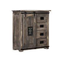 KOMMODE Mango 90x45x100 grau lackiert RAILWAY #203 - Grau, Holz (90/100/45cm) - Massivmoebel24