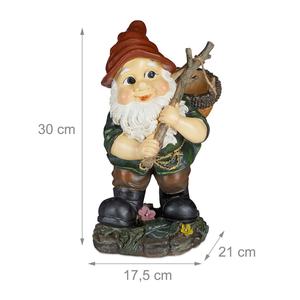 GARTENZWERG - Multicolor, Kunststoff (17.5/30/21cm) - Relaxdays