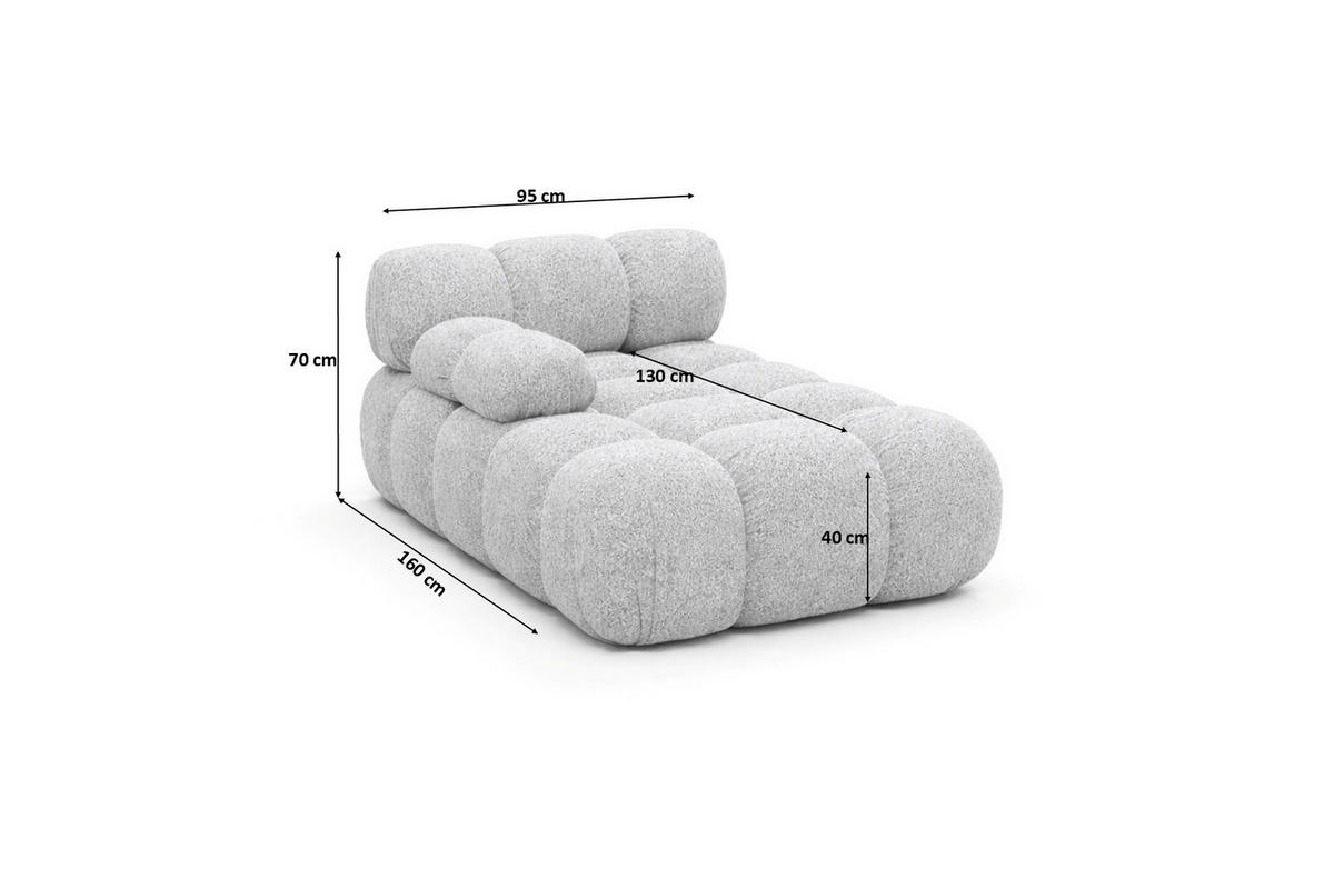 CHAISELONGUE Modular, Bouclé-Stoff Abriamo, Hellgrau, Links, Selia - Hellgrau, Holz (95/70/160cm) - Kaiser Möbel