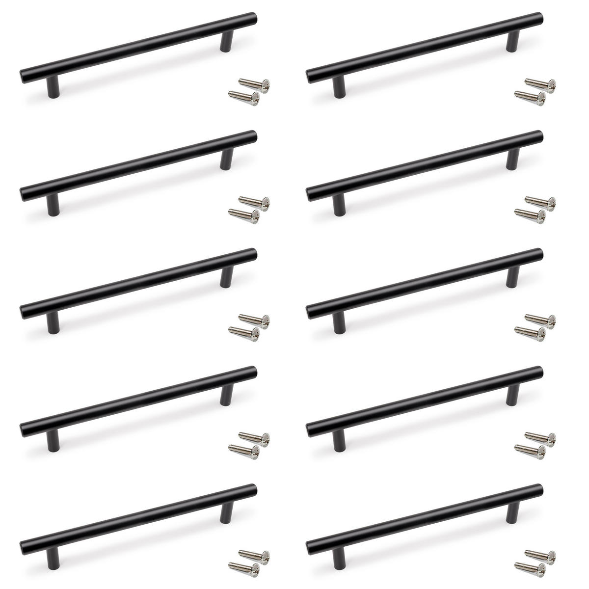 MÖBELGRIFFE Orlando, L210mm, 160mm Achsenabstand, Stahl, Schwarz lackiert 10er-set - Schwarz, Metall (1.2/4/21cm) - EMUCA