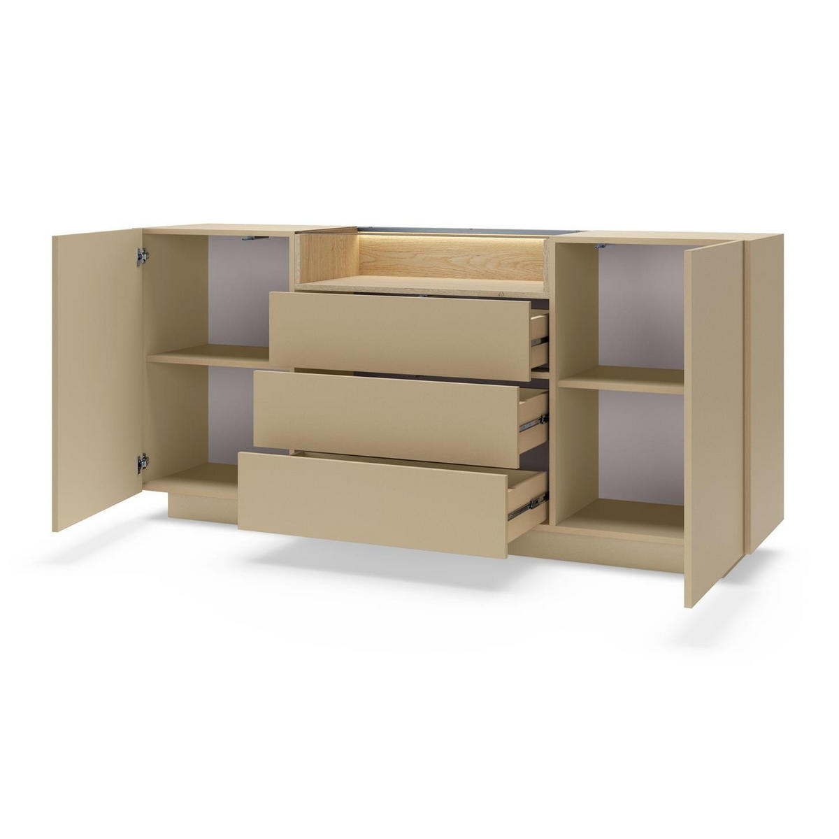 KOMMODE Kiro Braun, mit Schubladen und LED - Braun, Holzwerkstoff (176/83/40cm) - Bettso