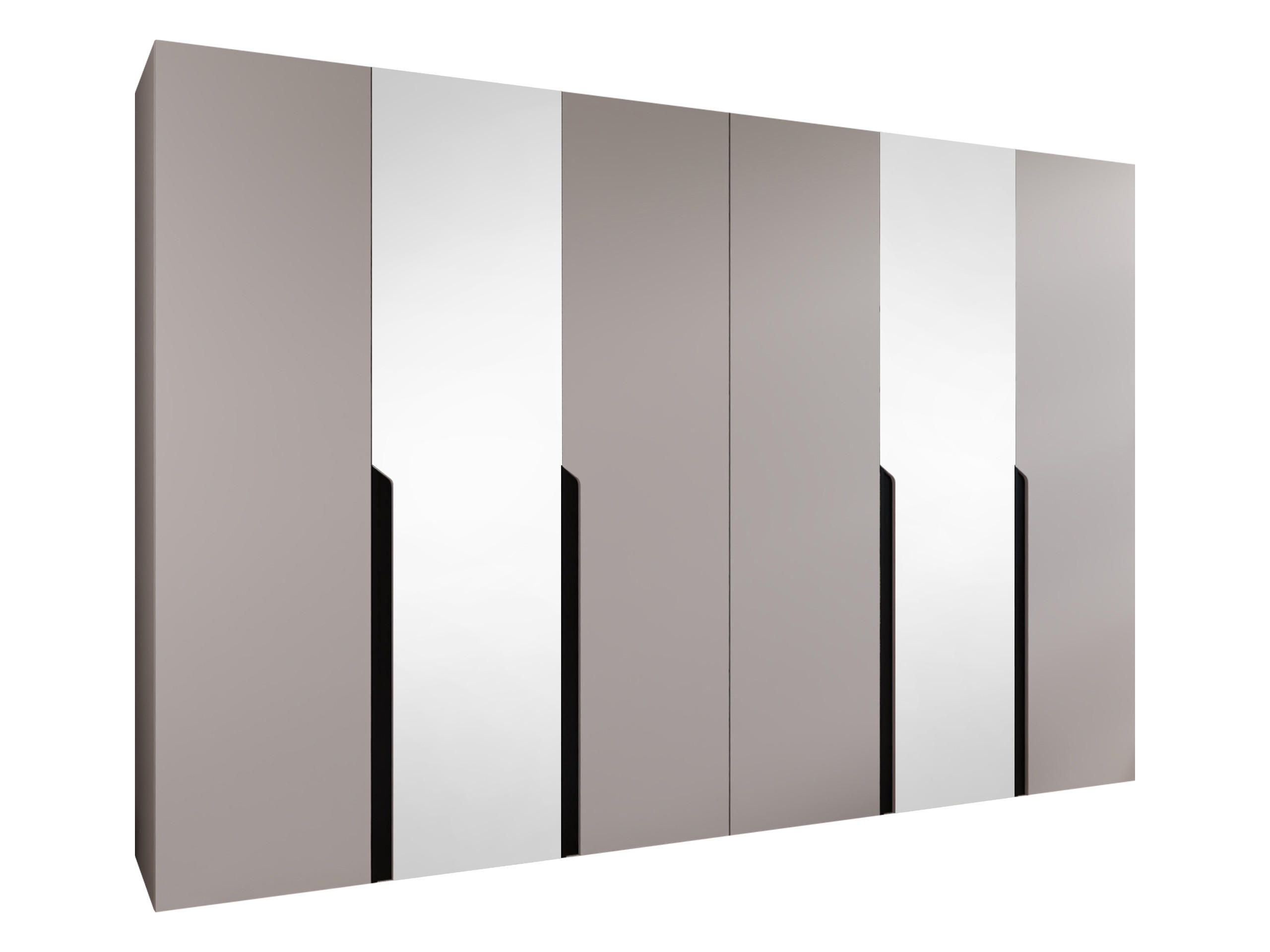 DREHTÜRENSCHRANK Mila II 300 - Kaschmir/Schwarz, Holzwerkstoff/Kunststoff (300/202/52cm) - MIRJAN24