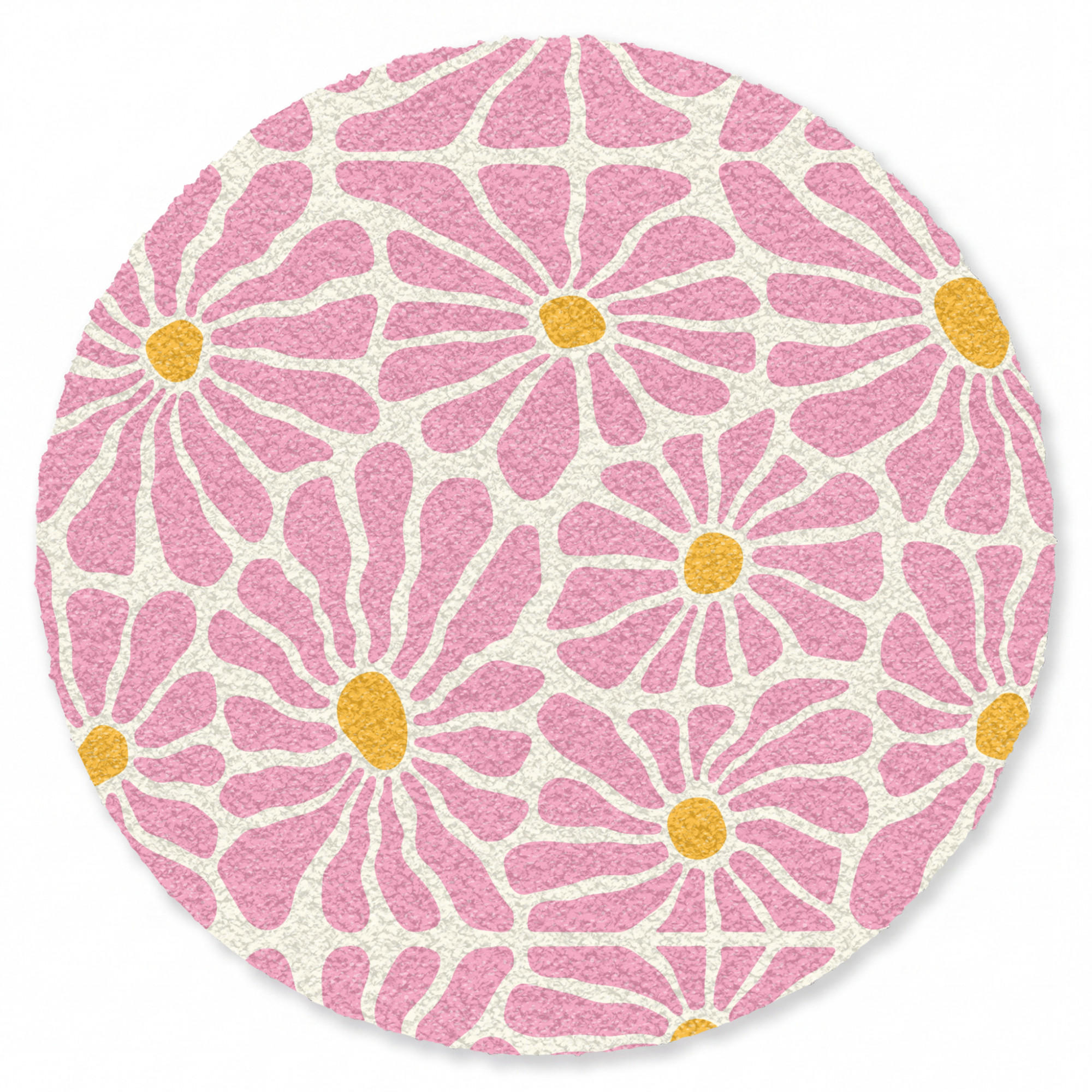 FUSSMATTE Blumen - Muster - Rosa - Beige - Orange Sauberlaufmatte 120x120 cm - Rosa, Kunststoff (120/120cm) - MuchoWow